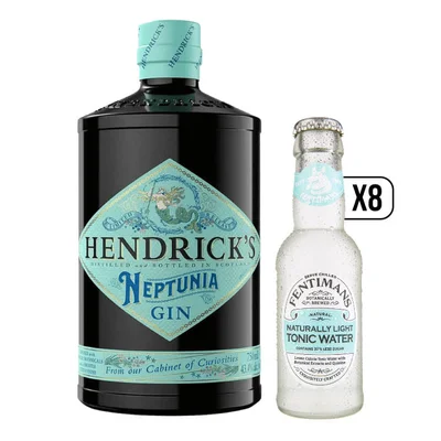 Pack Gin Hendricks Neptunia + 8x Agua Tónica Fentimans Light Tonic Water 200cc