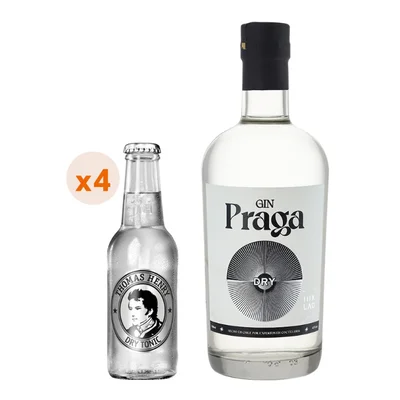 Pack Gin Praga Dry 38° 700cc + 4x Thomas Henry Dry Tonic 200cc