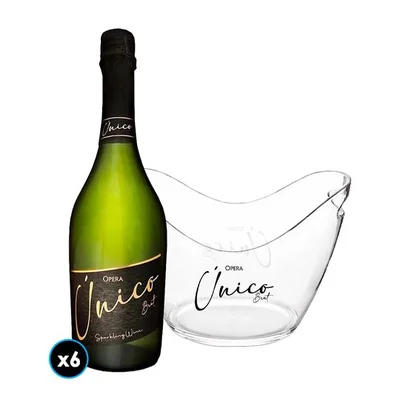 PACK OPERA ÚNICO: 6X Espumante Opera Único Brut 750cc + 1X Cubeteras Opera Único Blanco