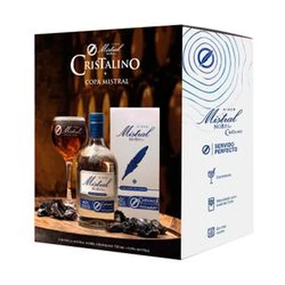 Pack Pisco Mistral Nobel Cristalino 40° 750 cc + Copa