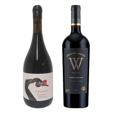 PACK PREMIUM SPRING: Vino Cygnus Carignan 750cc + Vino Cousiño Macul W Cabernet Sauvignon 750cc