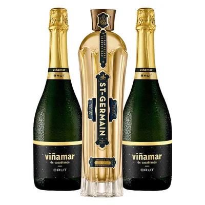 PACK SAINT GERMAIN - VIÑAMAR: 1x Saint Germain Licor de Flores de Sauco 750cc + 2x Espumante Viñamar Charmat Brut 750cc
