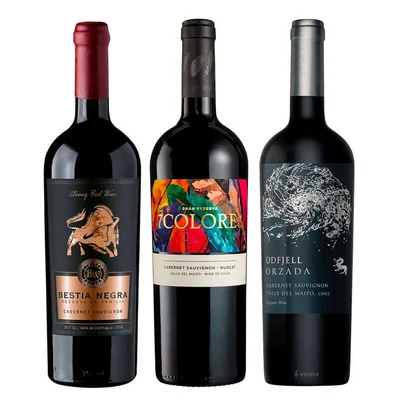 PACK TRIO CABERNET SAUVIGNON: Vino 7 Colores GR CS + Vino Bestia Negra CS + Vino Odfjell Orzada CS