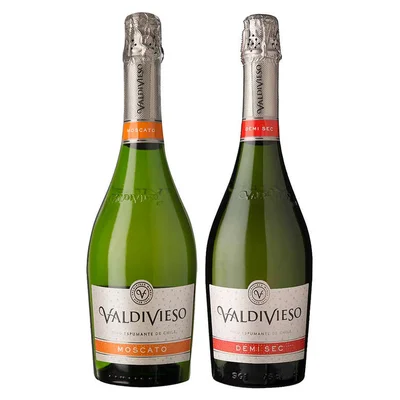 PACK VALDIVIESO N°2: 1x Espumante Valdivieso Moscato 750cc + 1x Espumante Valdivieso Demi Sec 750cc