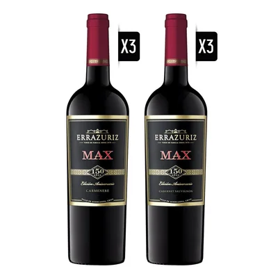 Pack Vino 3x Max Carmenere + 3x Max Cabernet Sauvignon