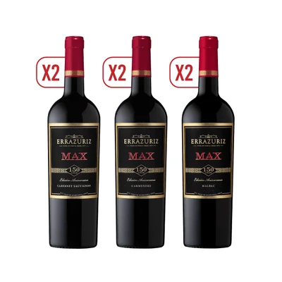 Pack Vino Trilogía Max 6x 750cc Cs-car-mal