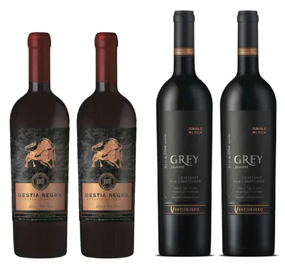 PACK VINOS RESERVA Nº6: 2x Vino Bestia Negra Carmenere 750cc + 2x Vino Ventisquero Grey Cabernet Sauvignon 750cc