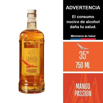 Pisco Alto del Carmen mango passion botella 750 cc