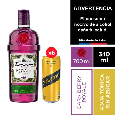 Tanqueray Dark Berry Royale 700 Ml. + Schweppes Tónica Sin Azúcar 6 X 310 Ml.