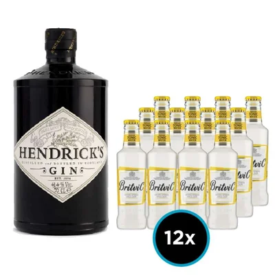 THE HENDRICKS PACK: Gin Hendricks 700cc 41,4º alc. + 12x Britvic Agua Tónica 200cc