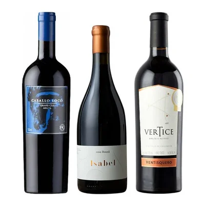 TRIO CABALLO LOCO - BAUZA - VERTICE: 1x Vino Caballo Loco Grand Cru Apalta 750cc + 1x Vino Casa Bauzá Isabel 750cc + 1x Vino Ventisquero Vertice 750cc