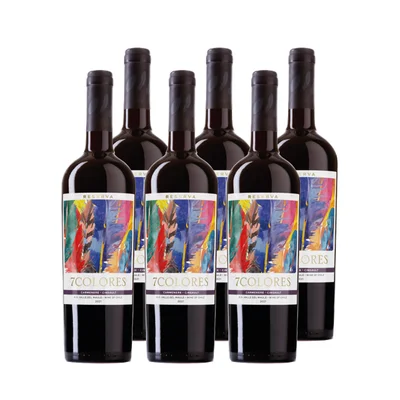Vino 7 Colores Reserva Carmenere Cinsault Botella 750cc X6