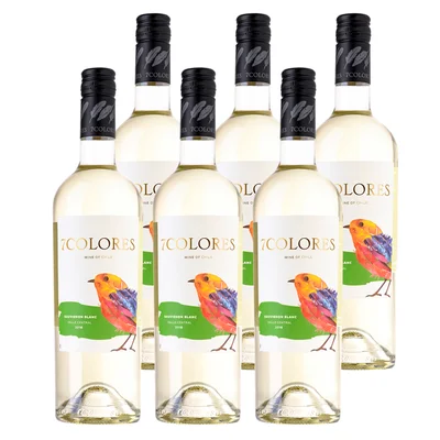 Vino 7 Colores Varietal Sauvignon Blanc Botella 750cc X6