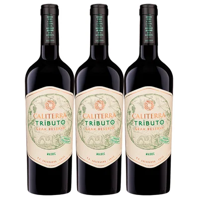 Vino Caliterra Tributo Gran Reserva Malbec Botella 750cc X3