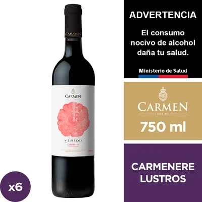 Vino Carmen Lustros Carmenere 6 X 750 Ml.