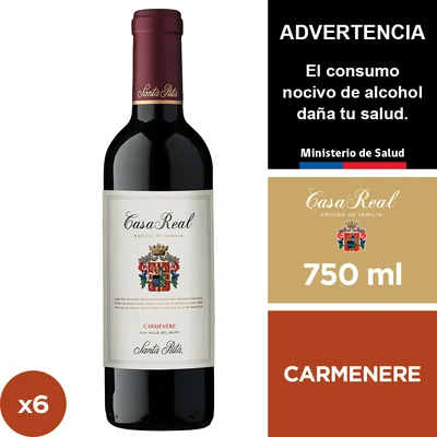 Vino Casa Real Escudo De Familia Carmenere Gran Reserva 6 X 750 Ml.