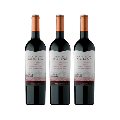 Vino Castillo De Molina Gran Reserva Cabernet Sauvignon Botella 750cc X3