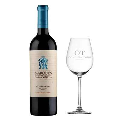 Vino Marqués de Casa Concha Carmenere 750cc + Copa de Regalo