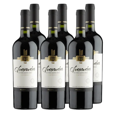 Vino Santa Cruz Chaman Gran Reserva Malbec 750cc x6 ($7.690 c/u)