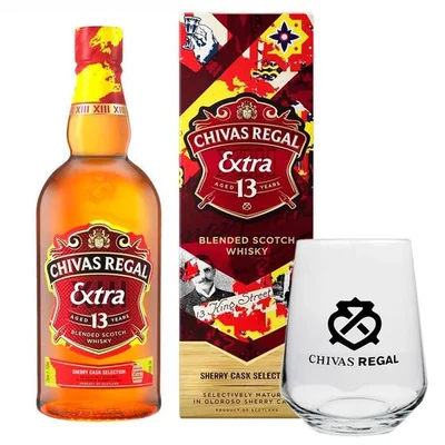 Whisky Chivas Regal Extra 13 años 750cc 40º + Vaso Vidrio Whisky Chivas Regal