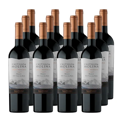 x12 Vino Castillo de Molina Gran Reserva Merlot 750cc ($5.090 c/u)