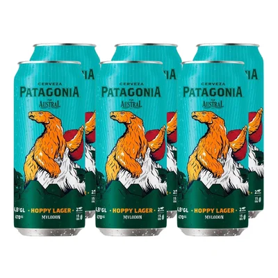 x6 Cerveza Austral Patagonia Hoppy Lager 470cc