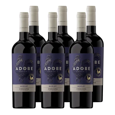 x6 Vino Adobe Reserva Orgánico Merlot 750ml ($3.790 c/u)