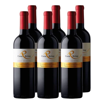 x6 Vino Casa Rivas Gran Reserva Carmenere 750cc ($6.490 c/u)