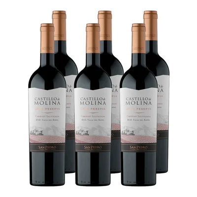 x6 Vino Castillo de Molina Gran reserva Cabernet Sauvignon 750cc ($5.490 c/u)