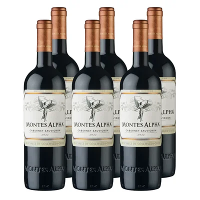 x6 Vino Montes Alpha Carmenere ($11.990 c/u)