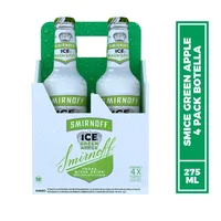 Coctel SMIRNOFF botella ice green apple x4und (275 ml)