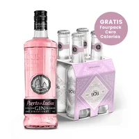 Ginebra Puerto De Indias Strawberry + gratis fourpack Mil976 cero calorías 700 ml