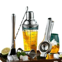 Kit De Coctelería 5 Piezas Con Recetario Mezclador De Vidrio 400Ml, Exprimidor