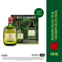 Pack Buchanan's Deluxe Whisky Escocés 12 Años 750ml Gratis Botella de 200ml