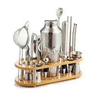 Set De Cocteleria En Cero Inoxidable 23 Piezas Con Base Promocion