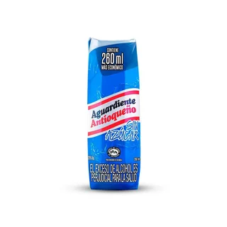 Aguardiente ANTIOQUENO sin azúcar caja pequeña (260 ml)