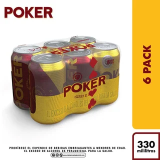 Cerveza Sixpack Lata POKER 1980 ml