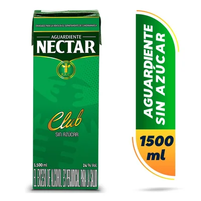 Aguardiente NECTAR club sin azúcar mega caja (1500 ml)