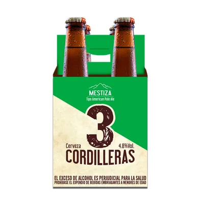 Cerveza 3 Cordilleras Mestiza Bot x4Und x300ml