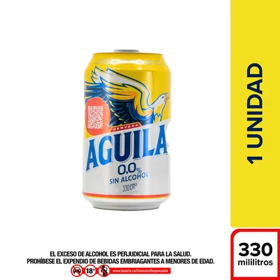 Cerveza AGUILA lata cero libre de alcohol (330 ml)