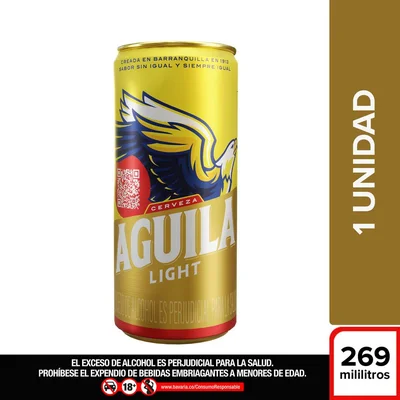 Cerveza AGUILA LIGHT lata sabor sin igual (269 ml)