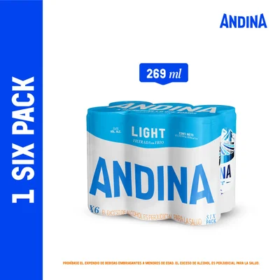 Cerveza Andina Light Lata 6Und 269ml c/u