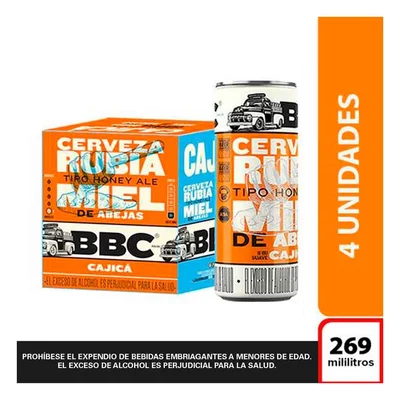 Cerveza BBC Cajicá Miel Lata x4un. x269ml c/u