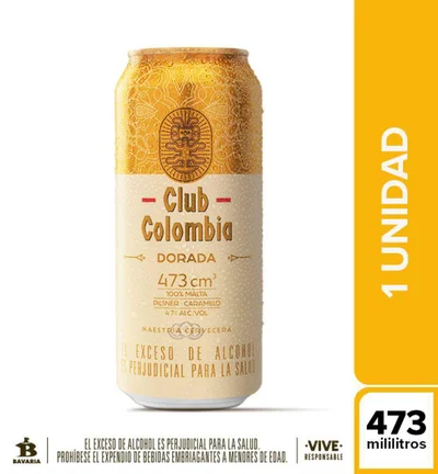 Cerveza CLUB COLOMBIA latón dorada (473 ml)