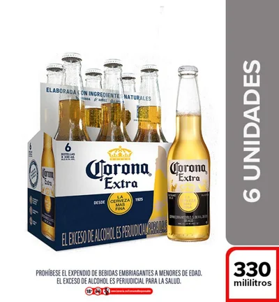 Cerveza CORONA botella lager six pack (1980 ml)
