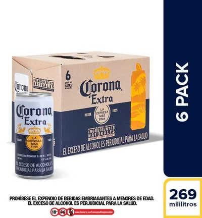 Cerveza CORONA lata extra six pack (1614 ml)