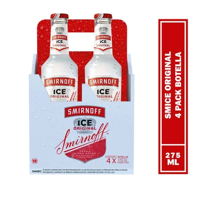 Coctel SMIRNOFF botella ice original x 4 uds (275 ml)