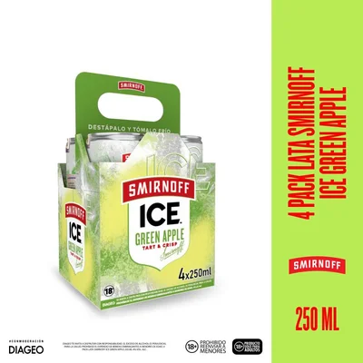 Coctel SMIRNOFF ice green apple 4pack lata (1000 ml)
