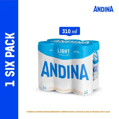 Lata CERVEZA ANDINA LIGHT nacional six pack (1860 ml)