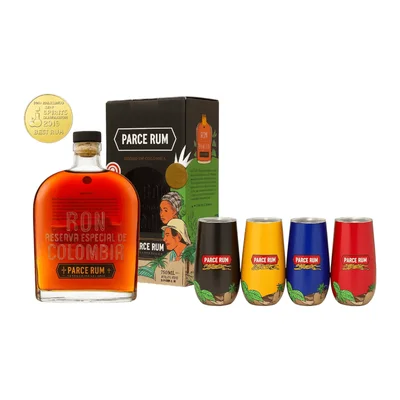 Pack Ron Parce 12 Años + Vaso Metalico 750 ml